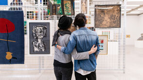 Couple admires exhibition