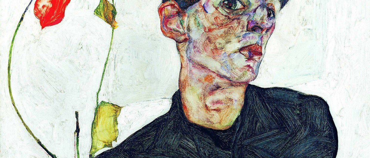 Egon Schiele Selbstbildnis mit Lampionfruechten 1912